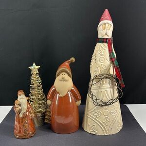 Charming Santa Figurine Trio - Red, Cream, and Brown